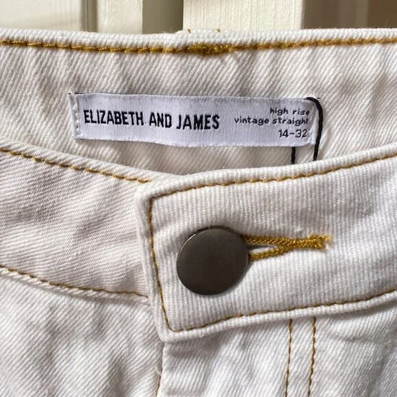 Elizabeth & James High Rise Vintage Straight Jeans in Cream White , Size 14/32 - Picture 4 of 8